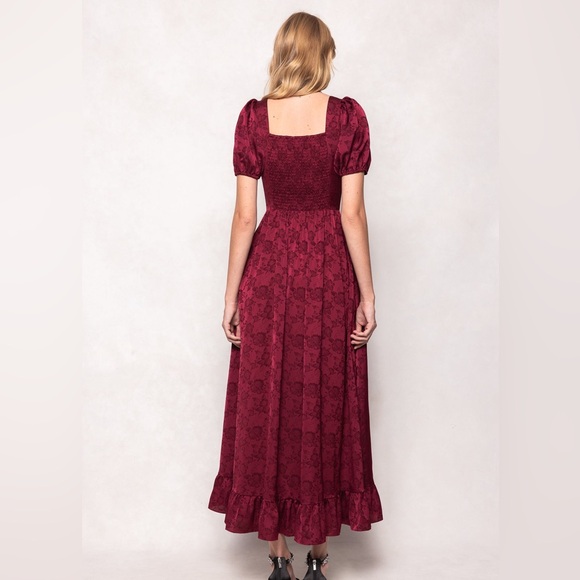 Women's Burgundy Floral Maxi Dress M - Picture 8 of 12
